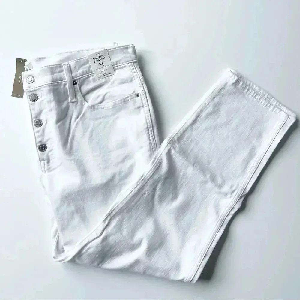 J. Crew Plus Size vintage slim-straight jean in white Size 34 NWT